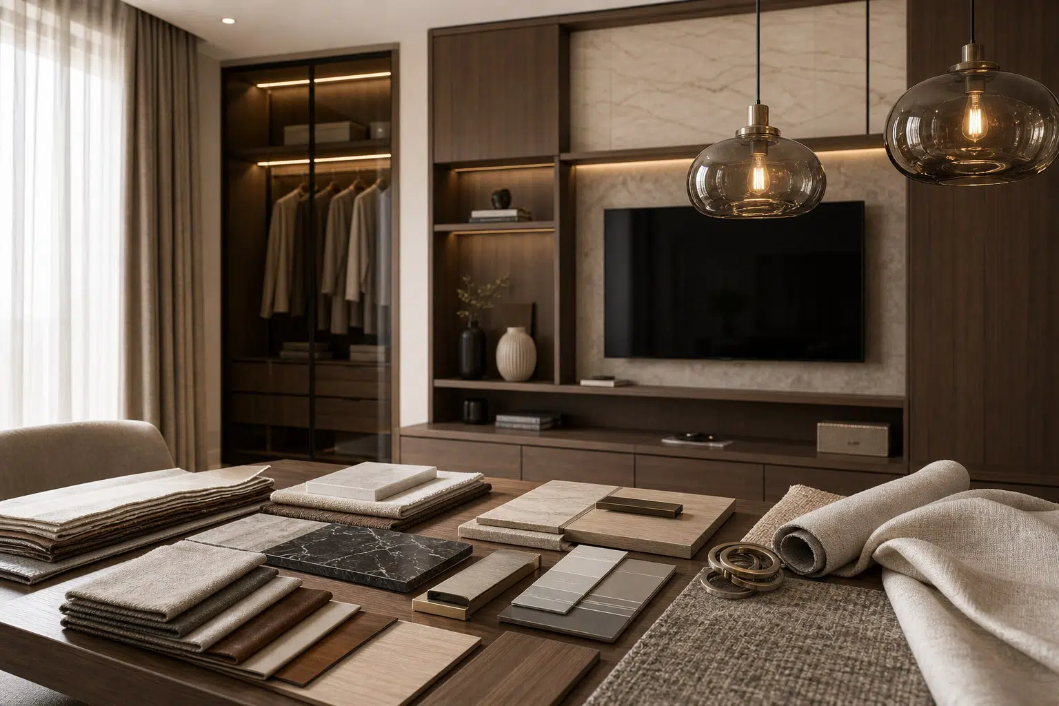 villa furniture material and living area planning